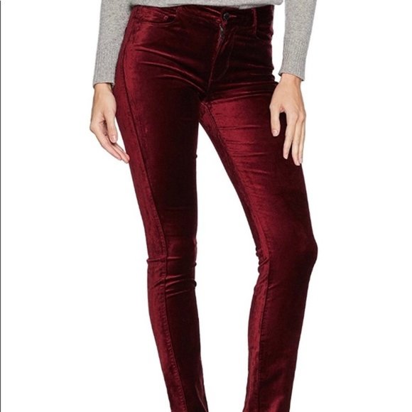 PAIGE NWT STRETCHBURGUNDY VELVET HOXTON SKINNY JEANS SIZE 29